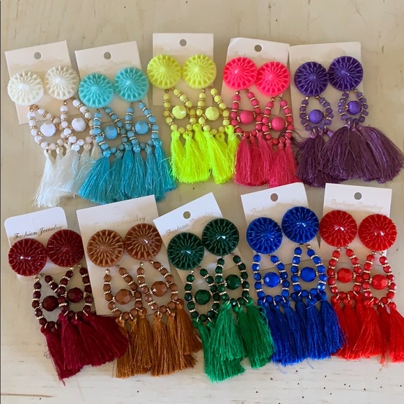 White Statement Earrings - Picture 2 of 6